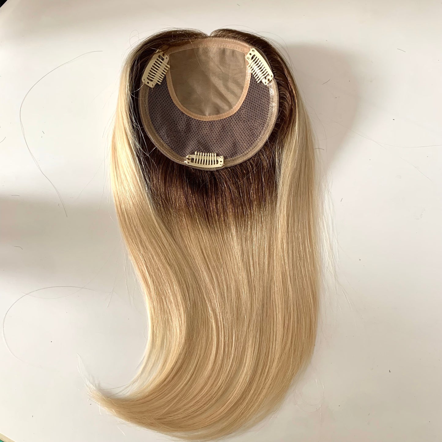 Mono base human hair topper 4T/613 color