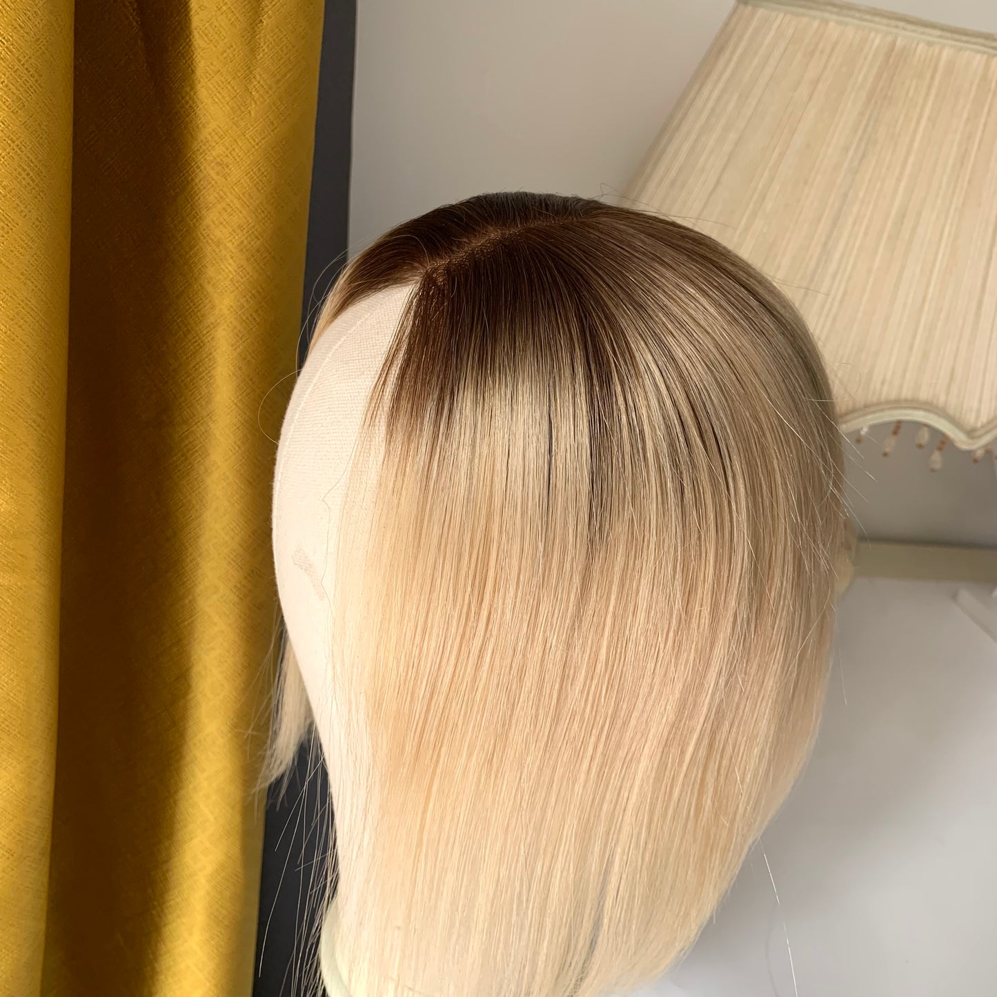 Mono base human hair topper 4T/613 color