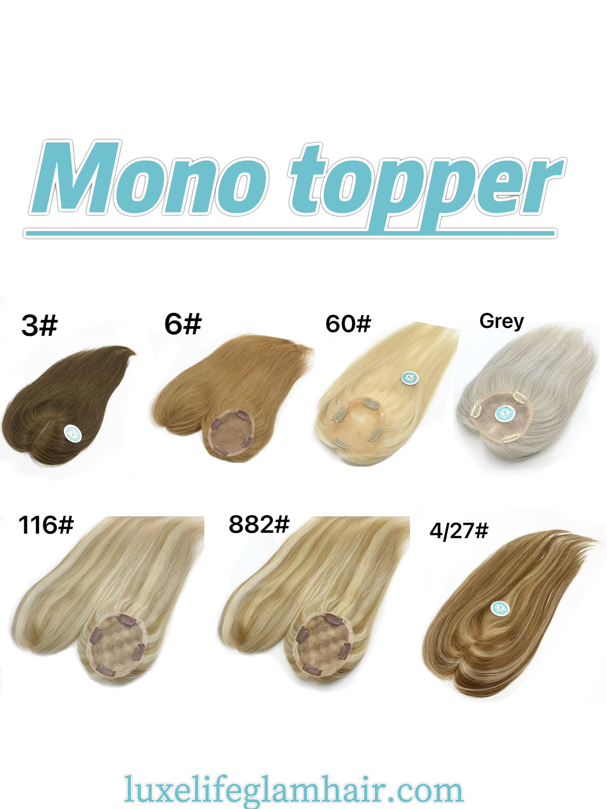 4×5 Mono Hair Topper – 16 Inch Human Hair Topper color 60#