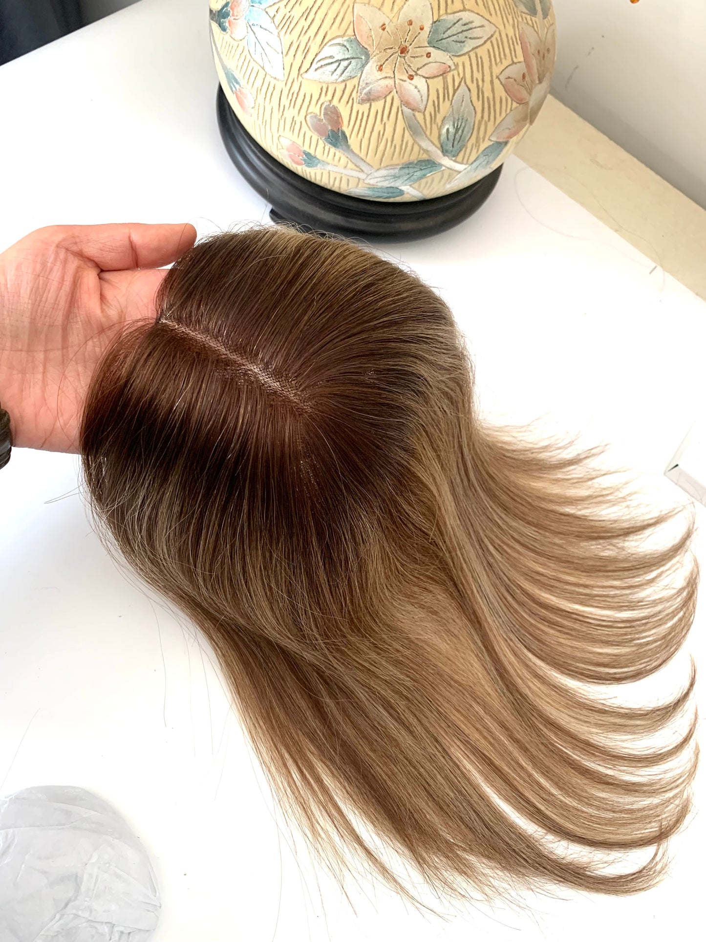 5x5 Human hair topper 6/22 color Mono base topper