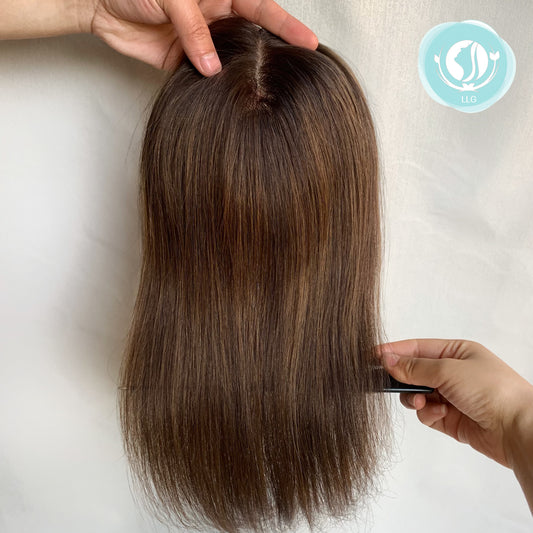 5x5 Human hair topper 2/6 color Mono base topper