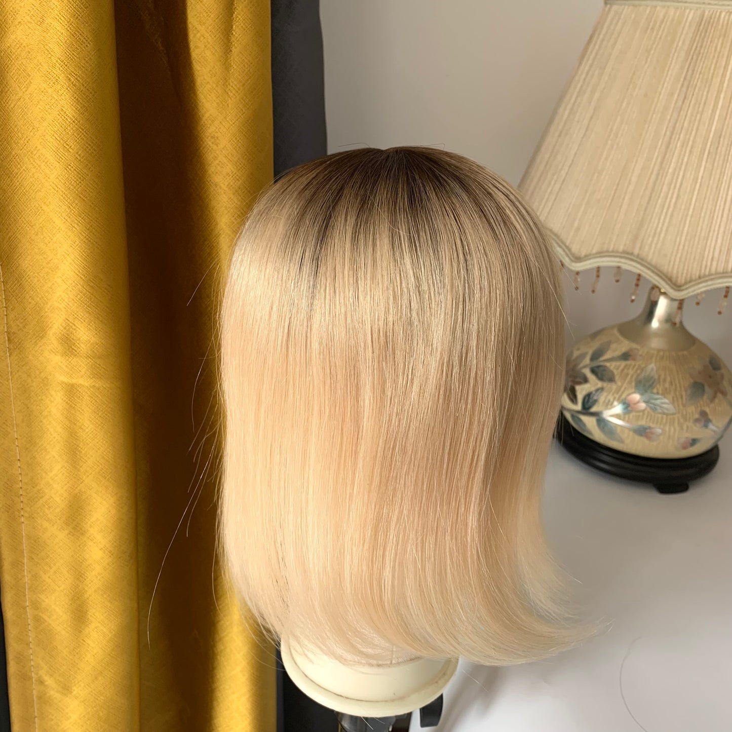 Mono base human hair topper 4T/613 color