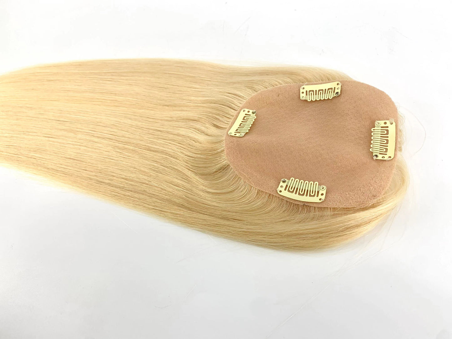 Base en soie 4×5″ 16″ couleur de cheveux vierges 613# Abby topper