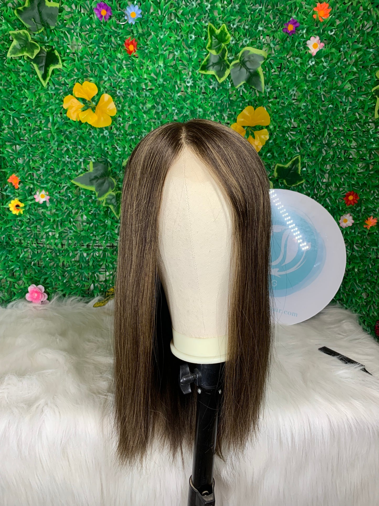 Luxury 14 Inch Virgin Hair Jewish Lace Wig | Straight 13×6 Lace Front Sheitel T2P2/4#