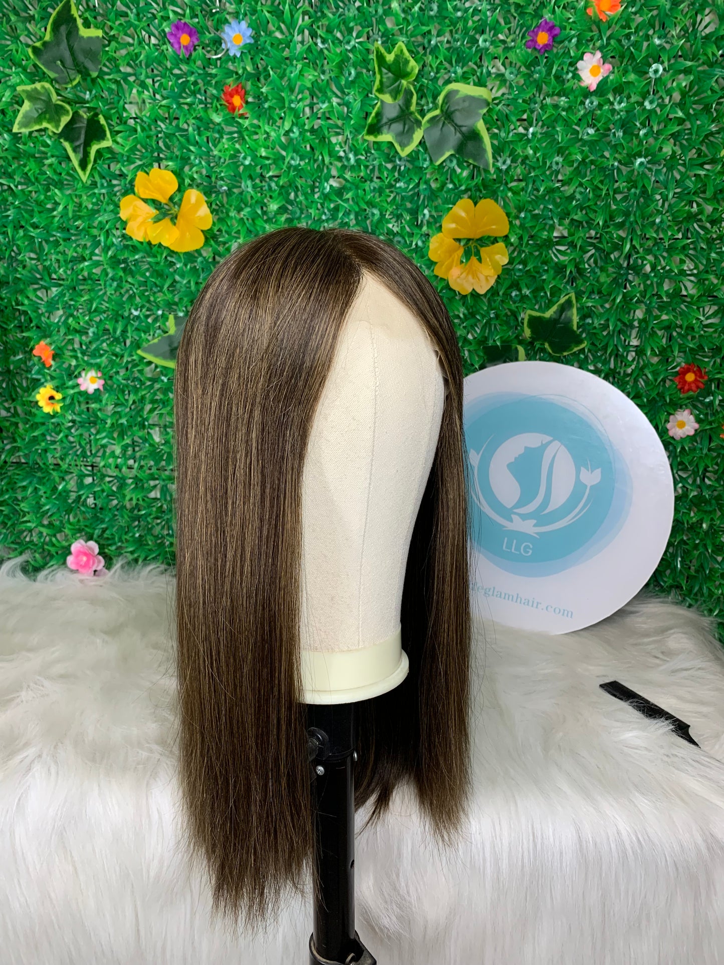 Luxury 14 Inch Virgin Hair Jewish Lace Wig | Straight 13×6 Lace Front Sheitel T2P2/4#