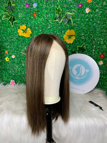 Luxury 14 Inch Virgin Hair Jewish Lace Wig | Straight 13×6 Lace Front Sheitel T2P2/4#