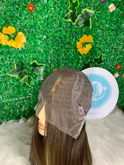 Luxury 14 Inch Virgin Hair Jewish Lace Wig | Straight 13×6 Lace Front Sheitel T2P2/4#