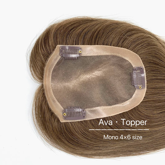 Mono base 4×6″ 10″  virgin hair colour 6# color Ava topper